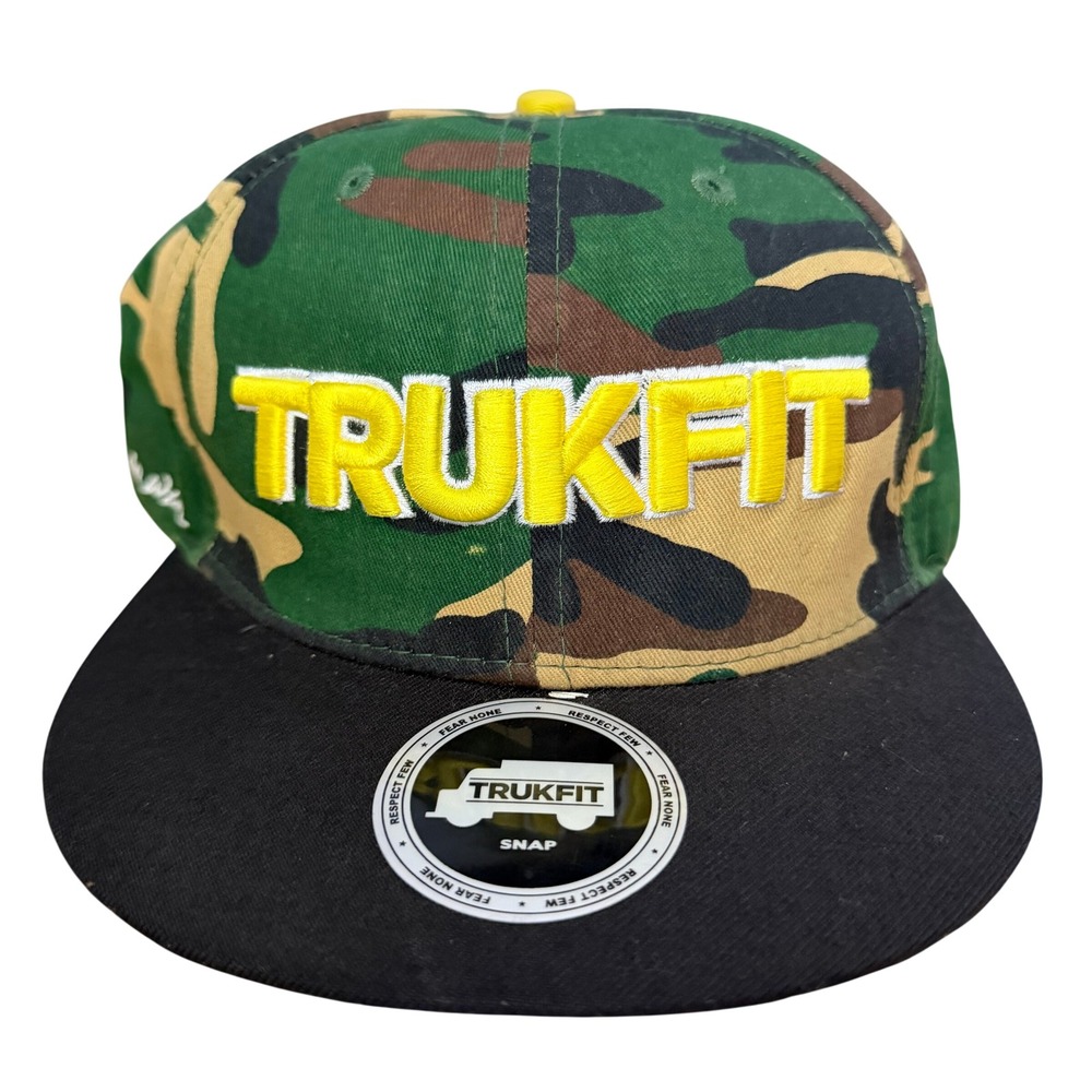 Trukfit Snapback Hat Camo Green Camouflage Skateboard Lil Wayne HipHop Y2k